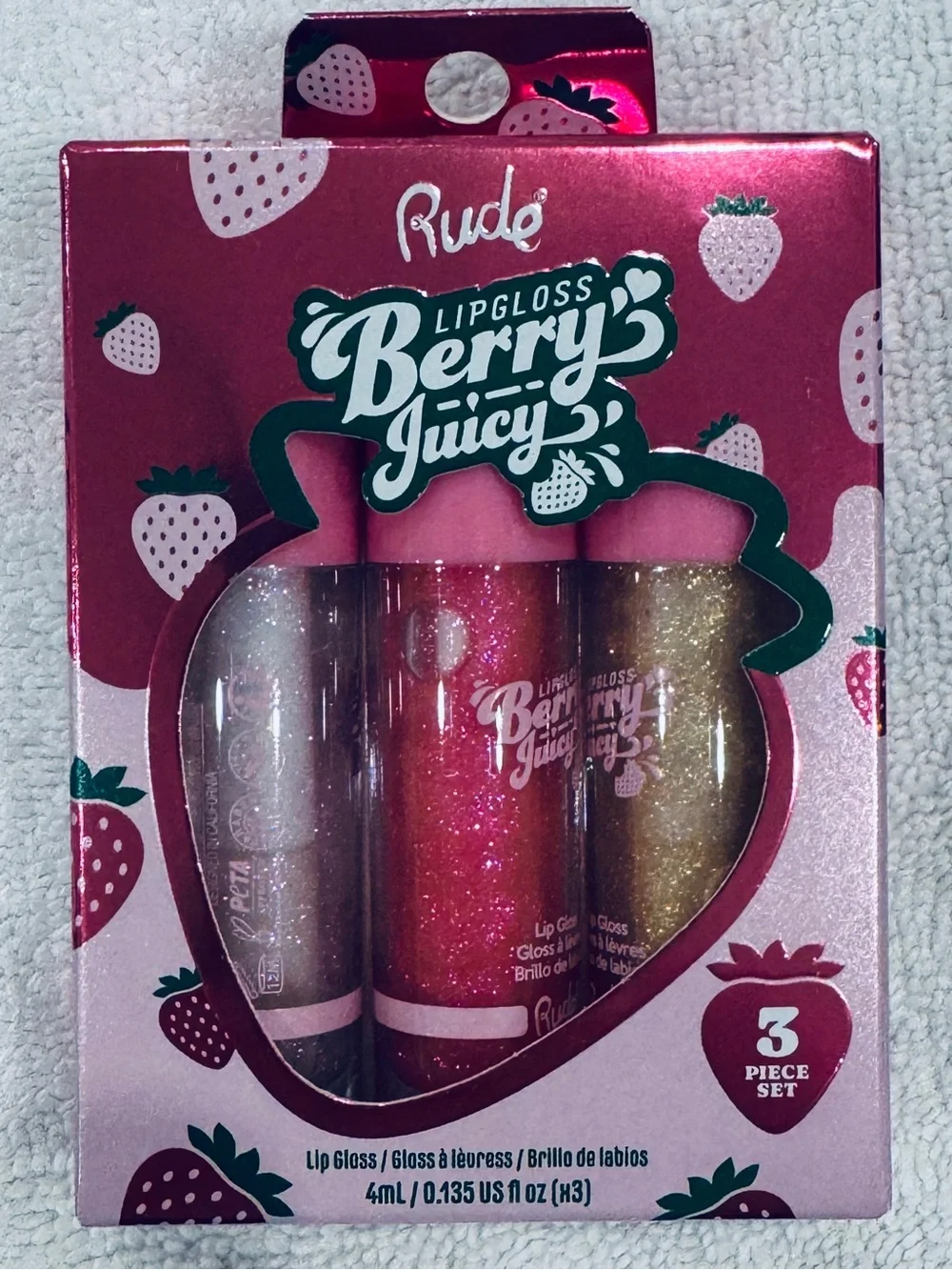 RUDE Berry Juicy Lipgloss Trio in Crystalize/Pixie Pink/Golden Hour 4ml X 3 NEW